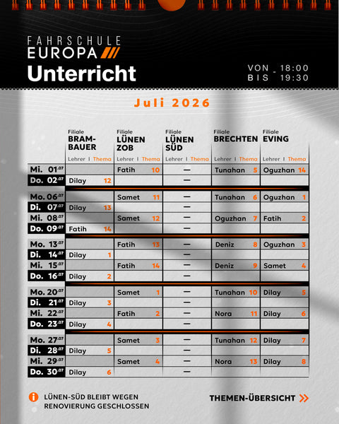 Unterrichts-Kalender