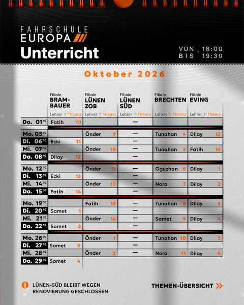 Unterrichts-Kalender