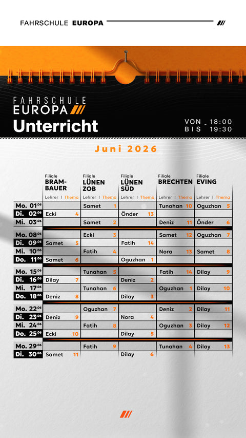 Unterrichts-Kalender